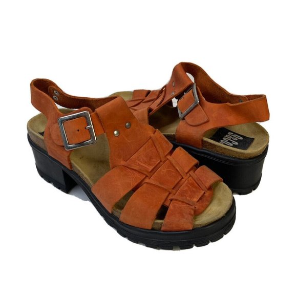 Vintage Chunky Platform Leather Heeled Fisherman Sandals by 9&Co. - Picture 3 of 9